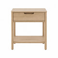 Comodino 45 x 35 x 55 cm in legno effetto rovere naturale con 1 cassetto e ripiano aperto struttura rettangolare
