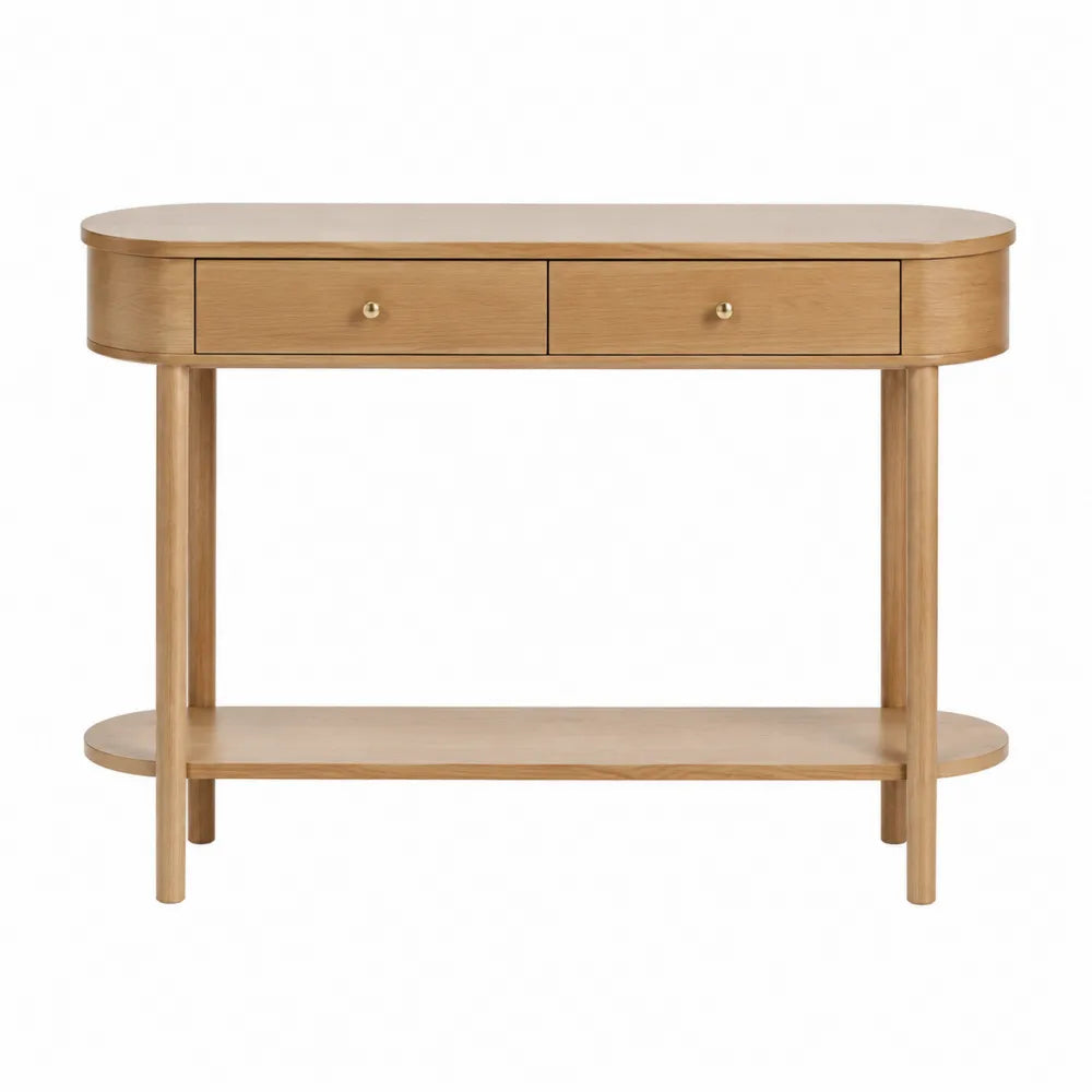 Consolle contenitore con cassetti e ripiano inferiore in MDF impiallacciato frassino struttura in legno colore rovere chiaro 120 x 35 x 80 cm