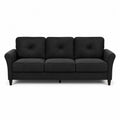 Divano 3 posti imbottito in tessuto poliestere nero schienale capitonné struttura in legno dimensioni 200 cm 90 cm 85 cm