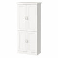 Credenza armadio contenitore 80 x 35 x 180 cm in MDF bianco con 4 ante e ripiani interni