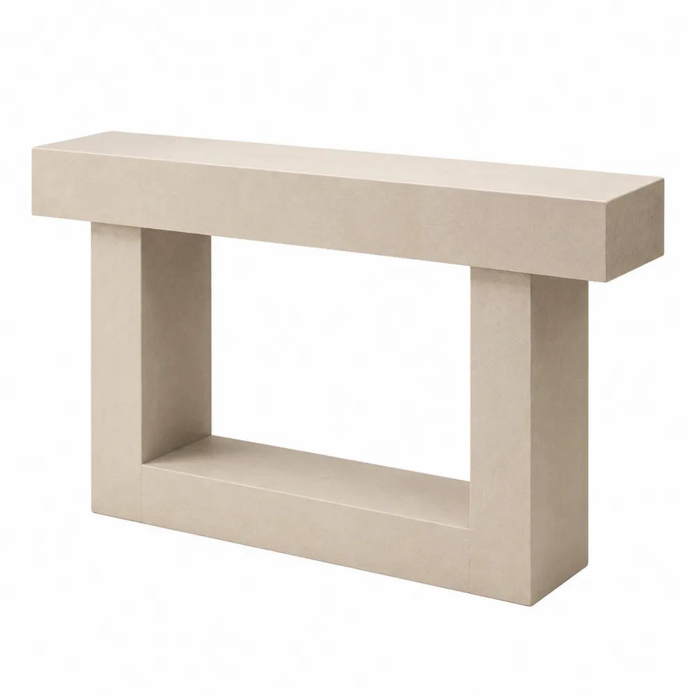 Tavolo consolle in MDF effetto pietra travertino colore beige 120 cm x 40 cm x 78 cm