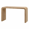 Tavolo consolle in legno ingegnerizzato con design curvo colore beige 120 cm x 40 cm x 78 cm